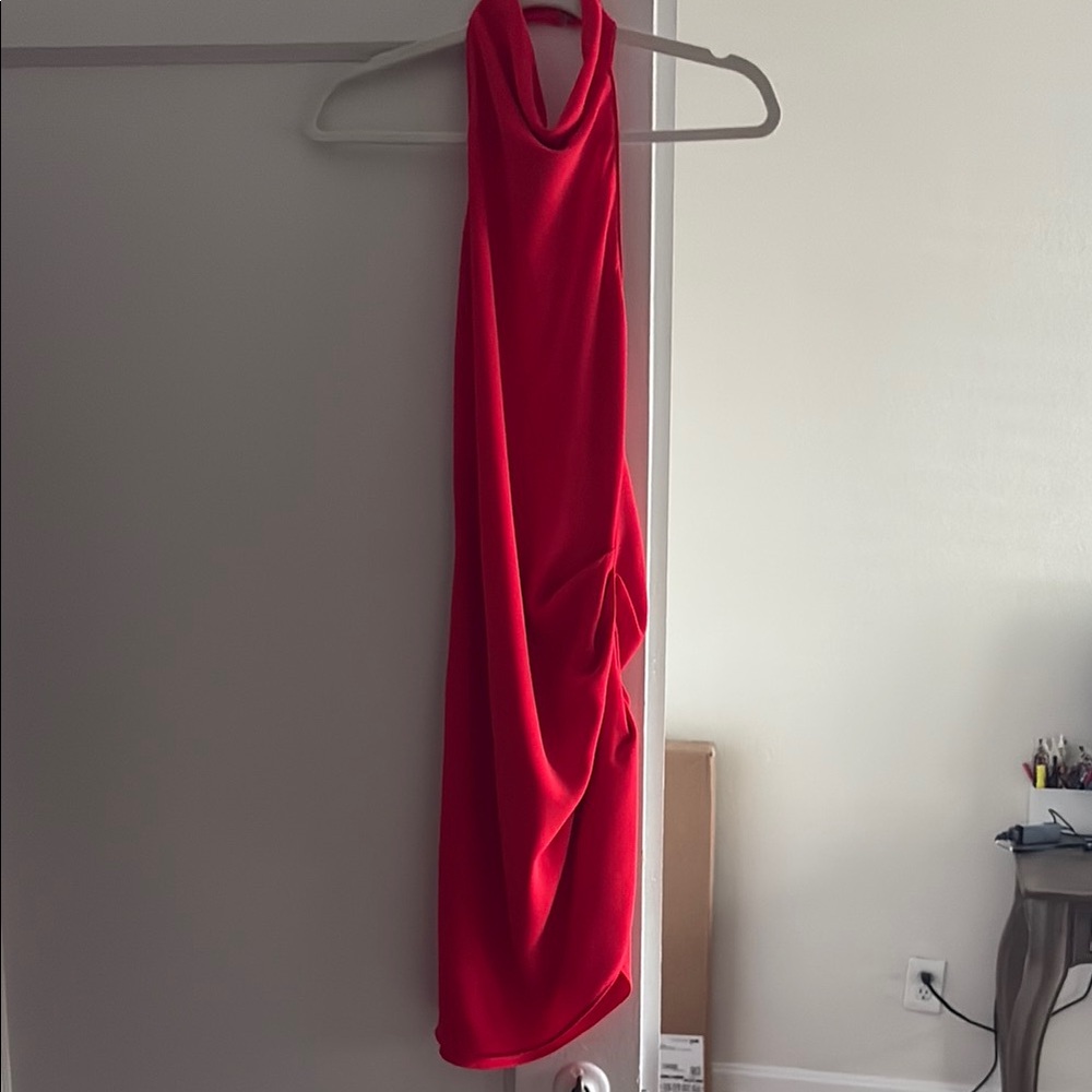 Amanda Uprichard Red Halter Mini Sundress